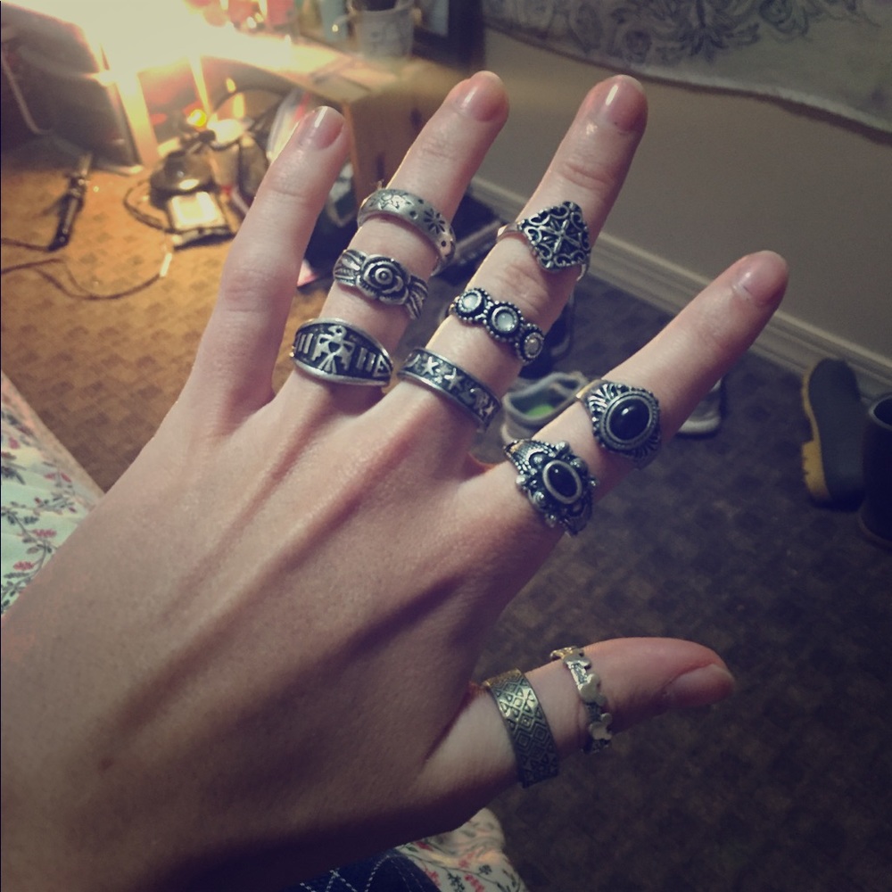 boho/indie ring set